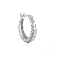 wholesale S925 Sterling Silver Ins Classic Zircon-inlaid Pentagram Octagram Hoop Ear Clasp Earrings-Single platinum #3 (11MM)  925 silver