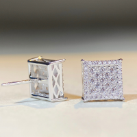 wholesale 925 Sterling Silver Hip Hop American Style Moissanite Stud Earrings for Men and Women, Fashion Cross-Border Amazon Bestseller D Color Moissanite Earrings-Gold-MS057 (Moissanite) 925 silver