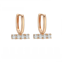 wholesale S925 Sterling Silver Green Moissanite Four-Diamond Ear Clips for Women, Minimalist Niche Ins Style New Earrings, Versatile High-End Ear Accessories-0.8 carat red moissanite (rose gold) earrings &gt; 925 silver