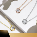 wholesale 18k gold bubble diamond necklace genuine diamond 10 points 20 points single diamond pendant single popular diamond collarbone chain for women super sparkling-0-0