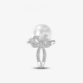 wholesale S925 silver 16mm European and American pearl ring with high-carbon diamonds, elegant and goddess-like style for women in 2025-0-0
