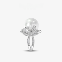 wholesale S925 silver 16mm European and American pearl ring with high-carbon diamonds, elegant and goddess-like style for women in 2025-White【R-1168】>6