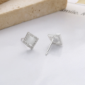 wholesale S925 Sterling Silver Trendy Minimalist Square Stud Earrings with Crystal Stone Inlays, Ins Niche Fashion Women's Jewelry-0-1