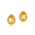 wholesale 925 Silver Japanese and Korean New Simple Teardrop Citrine Earrings Fashionable Women's Earrings for Drop Shipping-0-0