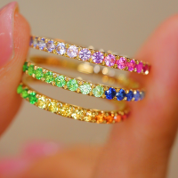 wholesale S925 Sterling Silver Red Elk All-Over Body Small-Grade Color Diamond Versatile Light Luxury French Style Minimalist Ring Internet-Famous Women's-BZ0259-Gold US Size 9