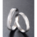 wholesale S925 Sterling Silver Korean Fashion Ring Set with Zirconia, Minimalist Creative Adjustable Couple's Open Ring Pair-0-0