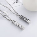 wholesale Sterling silver S990 retro antique heavy work scripture cylinder pendant ethnic style embossed printed pendant-0-0