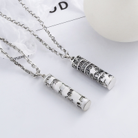 wholesale Sterling silver S990 retro antique heavy work scripture cylinder pendant ethnic style embossed printed pendant-YP138M/A approx. 15g  99 silver