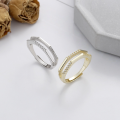 wholesale S925 Sterling Silver European and American Cross-Border Geometric Polygon Hollow Diamond-Inlaid Irregular Couple's Open Ring-0-0