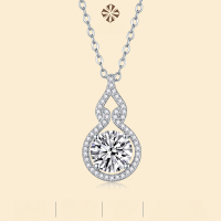 wholesale S925 Silver Necklace Curved Corridor Moissanite Pendant Choker Cross-Border Best-Selling Accessories Source Wholesale-2 carats of moissanite