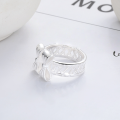wholesale S925 Sterling Silver Sweet Style Creative Bow Design Ring, Korean and Japanese Version, Fresh and Trendy Index Finger Ring for Women-0-2