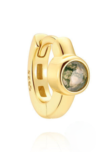 wholesale S925 Sterling Silver Light Luxury Natural Moss Agate Elegant Hoop Earrings, Korean Style Niche Classic Bestseller-Single gold-6MM