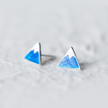 wholesale S925 Sterling Silver Women's Fashion Gradient Blue Earrings, Enamel Drip Iceberg Triangle Geometric Small Earrings E5797-0-0