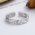 wholesale S925 sterling silver irregular concave-convex foil texture open ring Korean-style ins niche design band-0-2