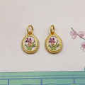 wholesale 925 silver gold-plated enamel twelve zodiac flower bead spacer DIY beaded bracelet components semi-finished products-0-24