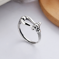 wholesale S925 Sterling Silver Korean Style Handmade Clasp Mixed Screw Pattern Thin Band Ring Holder Hip-Hop Open Ring-YFJ385/approx. 3.53g Adjustable opening
