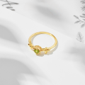 wholesale 925 Sterling Silver Japanese Light Luxury New Natural Peridot Bee Fresh and Elegant Women's Ring Factory Direct Wholesale-0-1