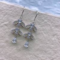 wholesale S925 Sterling Silver Maker's Bow Knot with Inlaid Diamonds Ear Hooks, Fashionable and Light Luxury, Niche Design, High-End Feeling Ear Drops-Bowknot Earrings 925 Silver