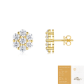 wholesale 925 Sterling Silver French-style Floral Stud Earrings, Gold Plated, Luxury Moissanite Women's Earrings, Trendy and Elegant-0-7