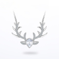 wholesale S925 Sterling Silver Cross-Border Women's Necklace Wholesale Korean Style Fashion Personalized "Deer with You" Pendant Collarbone Chain Drop Shipping-0-0