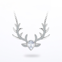 wholesale S925 Sterling Silver Cross-Border Women's Necklace Wholesale Korean Style Fashion Personalized "Deer with You" Pendant Collarbone Chain Drop Shipping-Necklace 925 silver