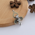 wholesale S925 Sterling Silver Creative Prayer Cute Little Angel Golden Halo Wings Guardian Pendant DIY Accessory-0-1