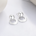 wholesale S925 Sterling Silver Hollow-Out Circle with Pendant Earrings, Autumn Winter Atmosphere, Ins Minimalist Style Design Earrings for Women-0-1