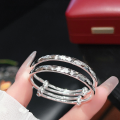wholesale 9999 Silver Happy Baby Bracelet Solid Bangle for Children, Peace and Joy, Solid Silver Full Moon and First Birthday Gift-0-6
