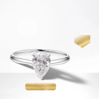 wholesale 18k White Gold Pear-Shaped Single Stone Lab-Grown Diamond Engagement Ring with 1 Carat Genuine Diamond and Plain Band-18K Gold 1 Carat Cultured Diamond Ring Hong Kong Code No. 20