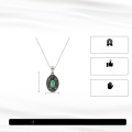 wholesale [925 Sterling Silver] Turquoise Pendant Necklace for Women, Oxidized Silver Vintage Design Layering Collarbone Chain-0-1