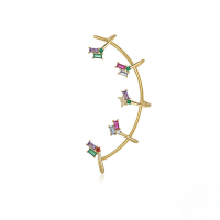 wholesale S925 Sterling Silver Zircon Accented Colored Ear Cuff, Ear Clip, And Stud Earrings In Korean Style Creative Design-Single gold right-style 1 925 silver