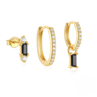 wholesale S925 Sterling Silver With Inlaid Zircons Star And Moon Marquise Earrings, Ear Hoops, Popular Among European And American Ins Trendsetters-3-piece set - Gold#7&gt;925 silver