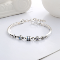 wholesale S925 Sterling Silver Ins Korean Japanese Minimalist Style Square Bead Rotating Tube Chain Link Bracelet-0-0