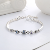 wholesale S925 Sterling Silver Ins Korean Japanese Minimalist Style Square Bead Rotating Tube Chain Link Bracelet-YFS198/approx. 12.8g 925 silver