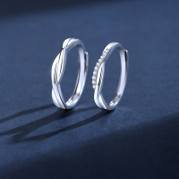 wholesale 925 Sterling Silver Couple Rings Original Design Minimalist Band Niche High-End Light Luxury 520 Valentine's Day Gift Matching Pair-FDJZ-155-Women's Adjustable opening