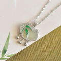 wholesale 925 Sterling Silver Hanfu Ornament, Ancient Style Cold Enamel Bamboo Announcing Peace Ruyi Longevity Locket with Hetian Jade Pendant-0-6