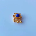 wholesale S925 gold-plated silver with inlaid natural lapis lazuli pendant, DIY bracelet necklace accessory, gourd lock astronaut-0-5