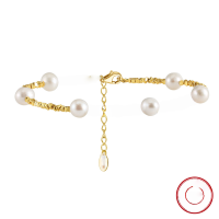 wholesale S925 Sterling Silver Ankle Chain with Natural Rice Bead Anklet and Freshwater Pearl, Factory Direct Wholesale-Electroplated 14K gold, approximately 4.45g 925 silver