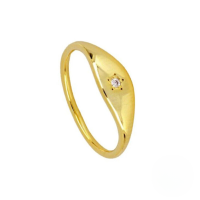 wholesale S925 Sterling Silver Minimalist Smooth Heart Ring, A Trendy And Creativeins Style Ring-Gold No. 6