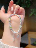 wholesale 999 Silver Lucky Bamboo Knot Agate and Broken Silver Bracelet for Women, Minimalist New Chinese Style Beaded Bracelet-0-8