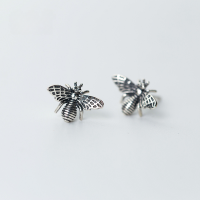 wholesale Sterling Silver Earrings for Women, Thai Silver Retro Small Bee Earrings, Ethnic Style Animal Ear Accessories for Women E666-S925 silver pair 925 silver