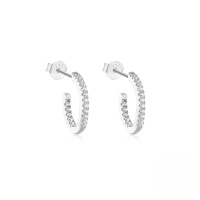 wholesale 925 Sterling Silver C-shaped Wave Single Row Zircon Accent Earrings, Cross-border Hot Seller, Classic Versatile Irregular Hoops-Platinum #4 925 silver