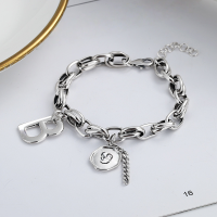 wholesale S925 Sterling Silver B-Letter Link Chain Bracelet in Korean Ins Minimalist Style-YS094/approx. 12.63g 925 silver