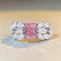 wholesale S925 Sterling Silver Rhodium Plated Pink Diamond Ring Women's-0-0