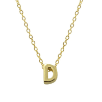 wholesale Metal 925 Silver Plain 26 Letters Pendant Necklace, Ins Luxury Hot-selling Choker-Gold-D 925 silver