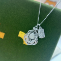 wholesale 999 Sterling Silver Hollow-Out Double Gourd Fu Pendant, Fashionable Retro New Chinese Style Versatile Necklace-0-0