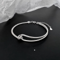 wholesale S925 Sterling Silver Geometric Half Knot Minimalist Bracelet for Women, Fashionable and Unique Design, High-End Gift for Best Friends-0-2